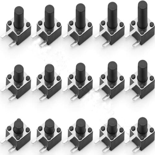 50pcs 3 feet 4.5*4.5 Tact Switch 3 Foot Jog Button Pin Side Angle Copper Leg