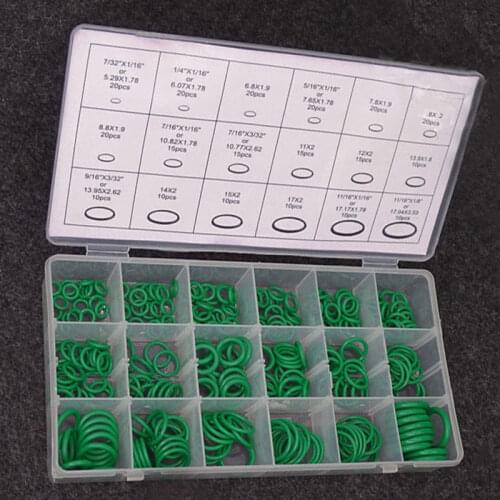 270Pcs 18 Sizes Air Conditioning HNBR O Rings Car Auto Repair Tools Rubber Air Conditioning Refrigerant Ring Sets Car Tools