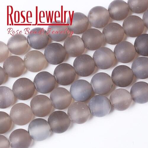 Factory Price Dull Polish Natural Stone Grey Agates Round Loose Beads 15" Strand 4 6 8 10 12 MM Pick Size For Jewelry Making