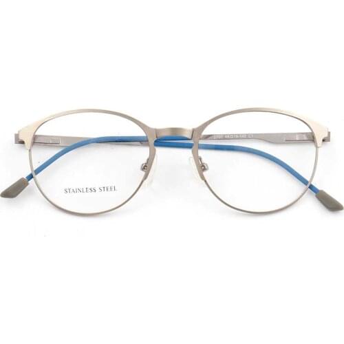 YOUTOP Round Full-rim Womens Myopia Anti-blue Ray Frame Mens Fashion Eyeglasses Striped Stainless Steel Eyewear 2700