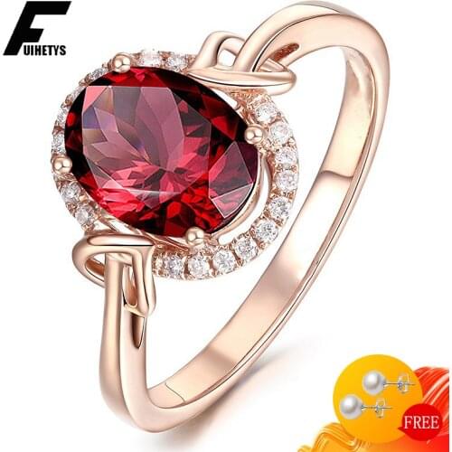Elegant Ring 925 Silver Jewelry Oval Ruby Zircon Gemstone Accessories Finger Rings for Women Wedding Engagement Promise Party