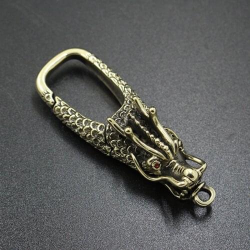 1PC Brass Dragon Head Faucet Keychain EDC Universal Personality Gift Outdoor Camping Equipment Tools
