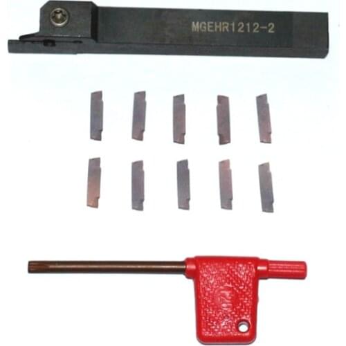 10pcs MGMN200-G Carbide Inserts High Hardness Cutter + 1pc MGEHR1212-2 CNC Lathe Turning Tool Holder Boring Bar 12*12*100mm