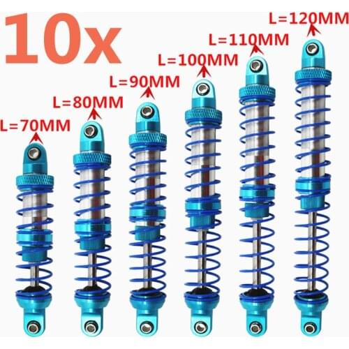10x Oil Adjustable 70mm 80mm 90mm 100mm 110mm 120mm Shock Absorbers For 1/10 RC Cars Parts Crawler Truck Axial SCX10 TRX4 D90