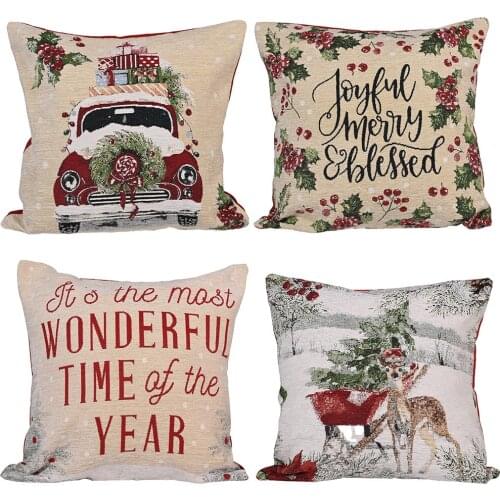 45cm Merry Christmas Cushion Cover Pillowcase Home Decoration Christmas Ornaments Xmas Noel Ornament Happy New Year 2021