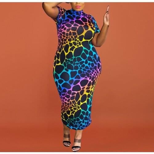 4XL 5XL Plus Size African Dresses For Womens Printed Bodycon High Waist Mid Calf Sexy Evening Night Party Club Wear Vestidos New