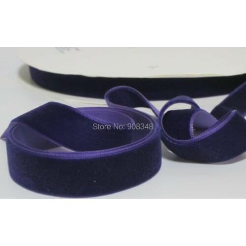 5/8" 15mm dark purple nylon single faced velvet ribbon velour Ribbons for Hair band accessories VR90