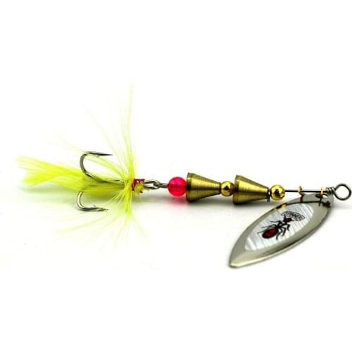 5 pcs Metal Fishing Lure Spoon Spinner Lures Feather Fishing hook Artificial Fishing Lures Noise Bait 4.3cm-6g(SP025)