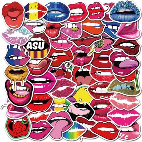50Pcs Styling Pvc Hot Sexy Lips beauty Waterproof Stickers Decor For Laptop Motorcycle Skateboard Luggage Fridge Decal Sticker