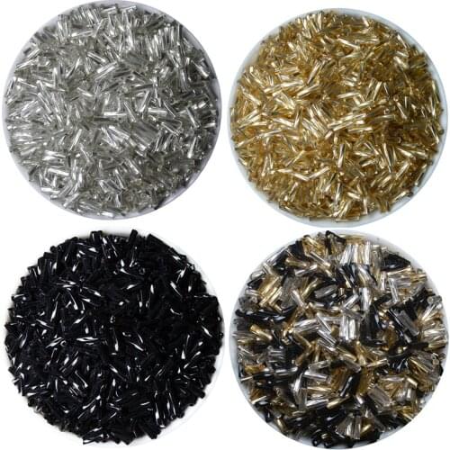 4Color 2x6mm 500pcs Crystal Glass Spacer Beads, SILVER LINED Gold Silver Czech Seed Beads For Jewelry Handmade DIY BL6MMG02X