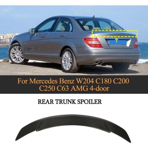 Car Rear Trunk Spoiler Lip for Mercedes-Benz C Class W204 4 Door Sedan 2007 - 2013 Carbon Fiber Trunk Wing Spoiler