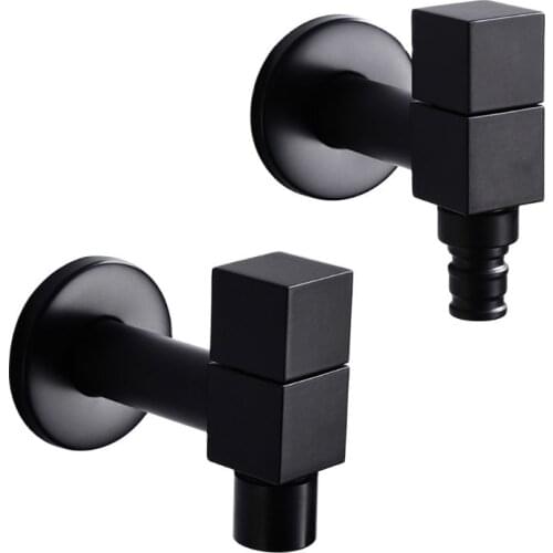 Black Metal Copper Faucet Wall Mounted Washing Machine Tap Bath Toilet Mop Pool Water Taps for Garden Bathroom Kitchen Use