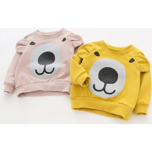 Children Brand Baby Girl Clothes 2017 Autumn New Girls Cotton Sweatshirt Long Sleeve Hoodies O-neck Bear Print with Ear T Shirt