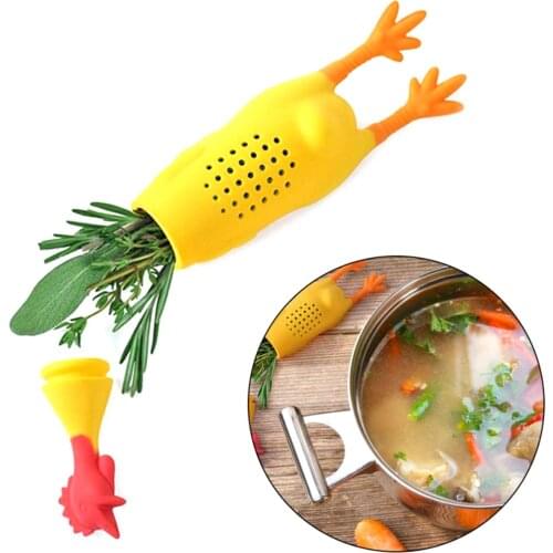Spice Filters Box Screaming Chicken shape Food-Grade Silicone Kitchen Container for Tea/Spice/Herbal Make soup filter tool