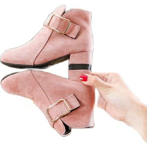 ChildrenS Autumn Boots Kids Child Shoes Black Boots For GirlsShoes Fashion Suede Ankle High Heels Boots 2021 3 5 7 9 12 Years