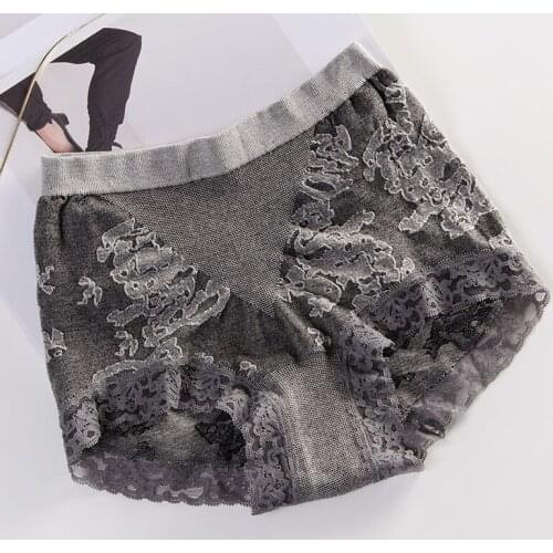 GUIYI Women Sexy Panty Femme Cotton Slim Elastic Seamless Lace Briefs Underpants Women Mid-rise Knickers Ladies Underwear SH003