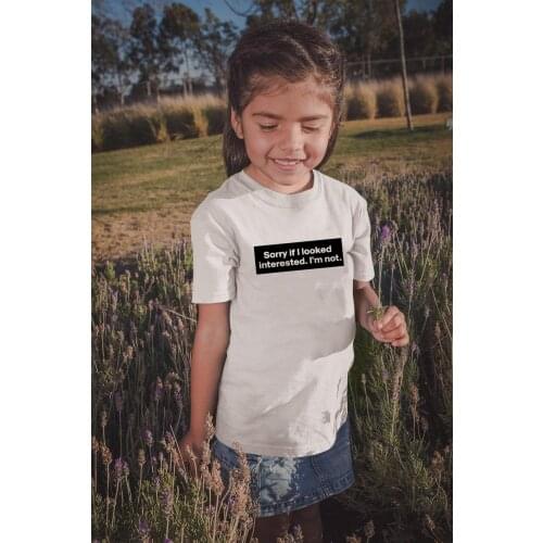 Sorry If I Look Interested I'm Not Quotes Funny Tee Kids Tumblr Grunge Fashion White Tee Summer Street Style Wear