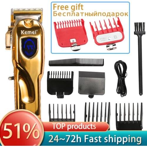 Kemei professional hair trimmer cordless Hair cutter barber hair clipper 4 lever blade adjustment LCD display beard trimmer