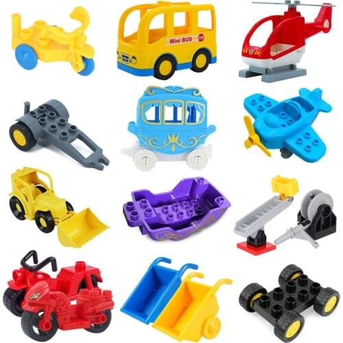 New Large Building Blocks Children Toys Cartoon Princess Carriage Car Airplane Vehicle Model Big Size Bricks Gift For Children