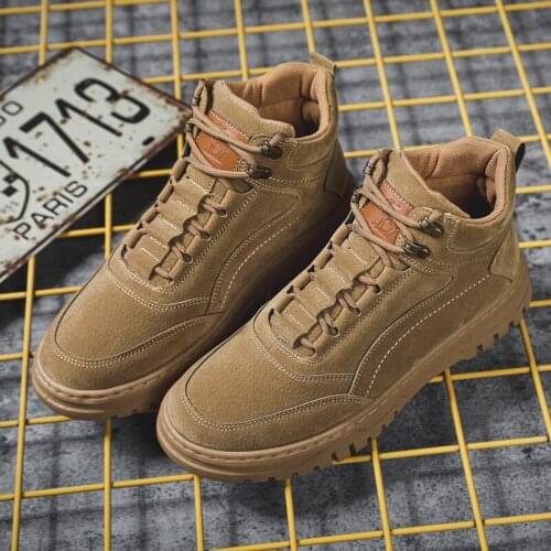Mens winter warm plus velvet British style tooling boots high-top leather mens shoes couple large size boots men'2020