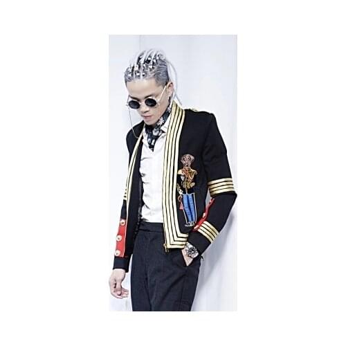 Freeship mens vintage dog Mr embroidery tuxedo jacket stuidio/dance/event/stage performance ASIA SIZE