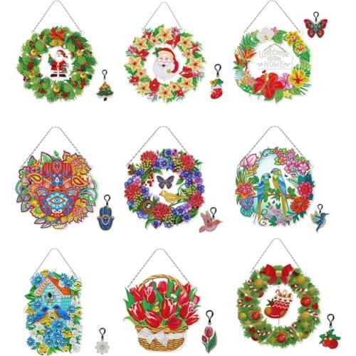 DIY Diamond Painting Flower Wreath Kit Christmas Decoration for Home Door Hanging Pendant Navidad Decor Diamond Craft