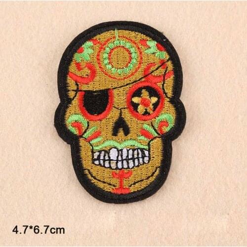 Skull Cross Crucifix Iron On Patches Embroidered Clothes Patch For Clothing Clothes Stickers Garment Apparel Accessories