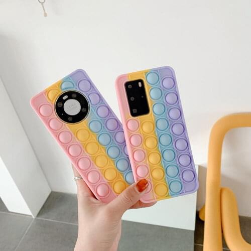 New Push Pop Silicone Sensory Fidget Toy Phone Case For Huawei P30 P40 Pro Bubble Back Cover for Huawei Mate 30 40 Pro Nova 7 8