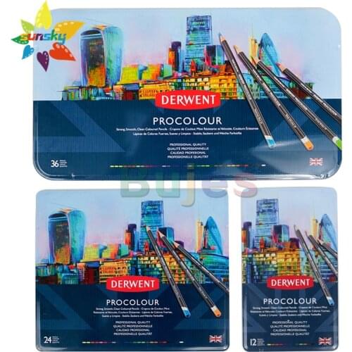 Original UK Derwent Procolour 12/24/36/72 color Professional oil colored pencil drawing pencil suit Rich in color art supplies