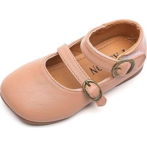 Autumn baby girls casual leather shoes little girls princess shoes Soft bottom Non-slip chaussure fille black beige brown 1-7T