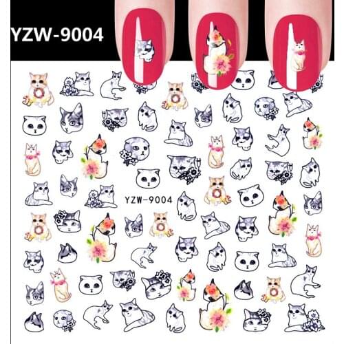 Water transfer nail decals flower leaves fake person cartoon animals manicure transfer foil DIY chinese cheap nail sticker FW049