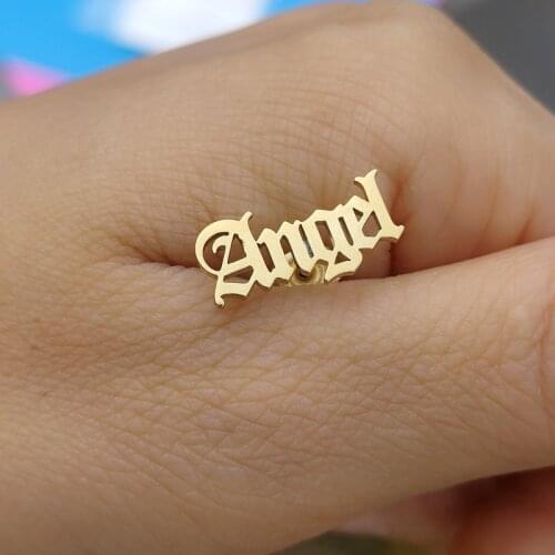 Personalized Custom Name Earrings For Women Jewelry Stainless Steel Customize Old English Bijoux Christmas Best Friend Girls