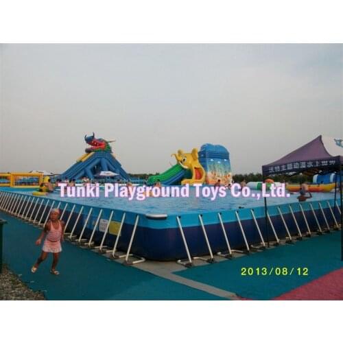 Popular water games on giant removable metal frame swimming pool