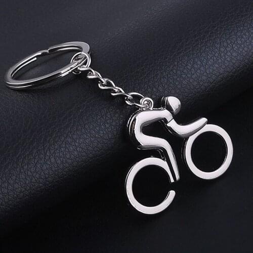 Silver Metal Bicycle Bike Cycling Riding Keychain Keyring Keyfob Key Chain Ring