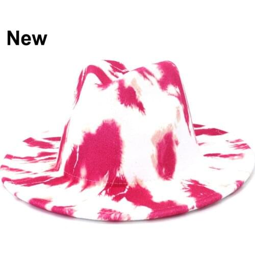 Digital Printing British Classic Fashion Woolen Felt Jazz Panama Fedora Hat for Women Men Church Party Unisex Cotton Hat Caps