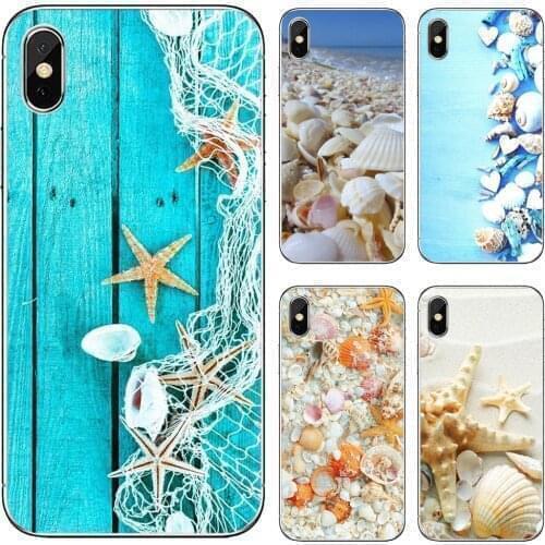 Silicone Bag Case For Xiaomi mi Redmi Note 3 4 4X 5 6 7 8 8t 9 9s 9t 10 pro lite Blue-Wood-Seashells-Sea-Star