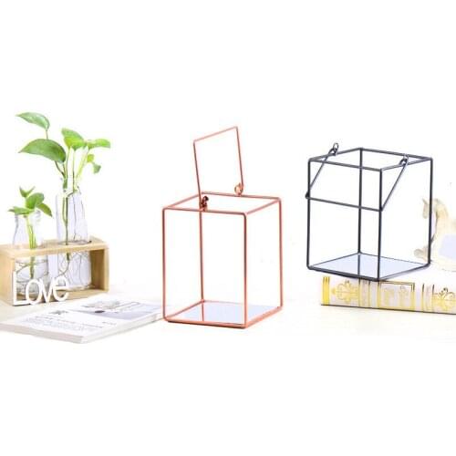 Brief Modern Geometric Cubes Mirror Candlestick Household Living room Deocr European Style Decor Metal Exquisite Candelabrums