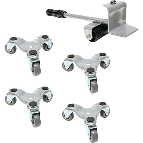 Furniture Mover Dolly with Lifter, 6-Inch Steel Tri-Doll with Load Capacity of 500Lbs, 3 Wheels Movers,Set of 5 Pack