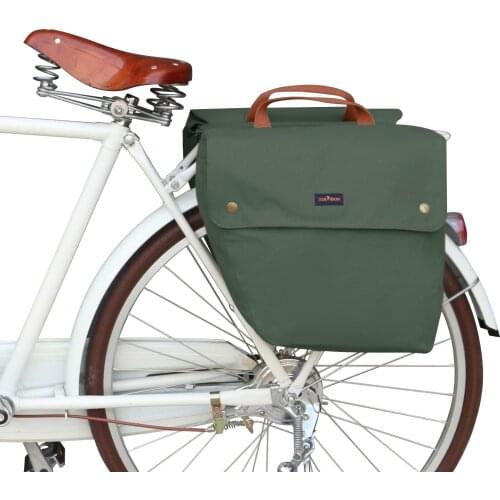 Tourbon Vintage Bicycle Back Seat Pannier Cycling Rear Rack Trunk Bike Luggage Two Storage Bags 23L Water Repellent Wax Canvas