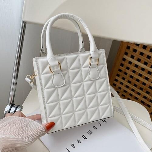 Vintage Lattice Tote Bag INS New High Quality PU Leather Womens Designer Handbag Fashion Shoulder Messenger Bag