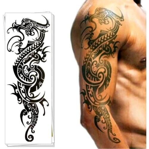 Waterproof Temporary Tattoo Sticker full arm large size dragon totem tatto stickers flash tatoo big fake tattoos for men women