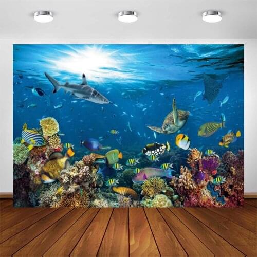 Yeele Coral Underwater Animals Backdrop Colorful Fish Photography Baby Birthday Party Background For Photo Studio Photophone