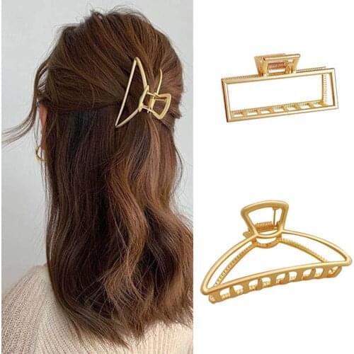 Ponytail Clip for Girl Women Korean Style 1Pcs Nice Gift Rectangle/Moon Bath Hair Clips Metal Fashion Hair Accessories