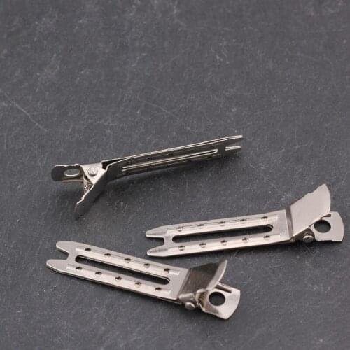 50pcs/Lot Single Prong Flat Alligator Hairpin Clip with Teeth Blank Rhodium Color Setting for DIY Jewelry Making Base Accessory