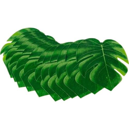 10pcs 12pcs Green Artificial Tropical Palm Leaves Hawaiian Luau Party Jungle Beach Theme Party Decoration Hawaii