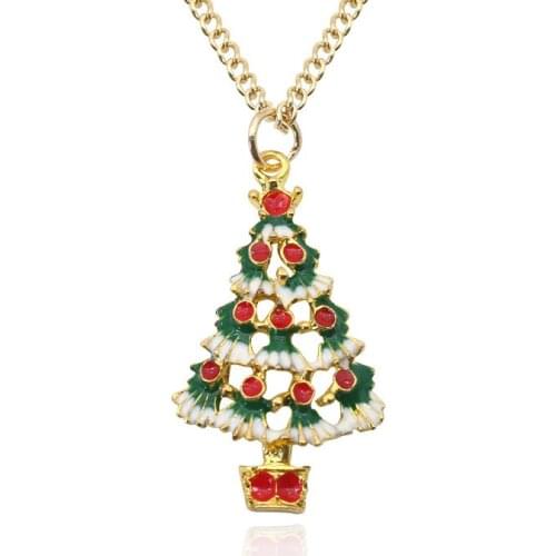 Christmas Womens Necklace Jewelry Fashion Xmas Tree Pendant beautify Luxury Alloy Girls Necklace Accessories New Year Gift