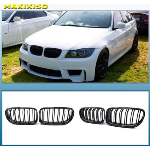 Dual Slat Kidney Grille Gloss Black for BMW E90 3 Series Sedan LCI 09-11 Double Slat Sport Style Gloss Black 1 Pair
