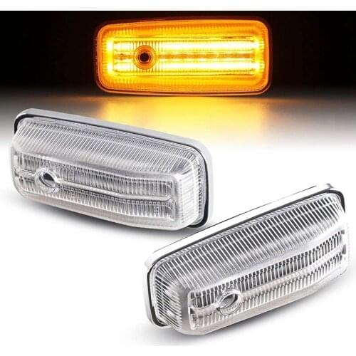 2Pcs Car LED Side Marker Light Assembly Turn Signal Lamps for Mercedes Benz W463 G-Class 1986-2002 (Clear Lens)
