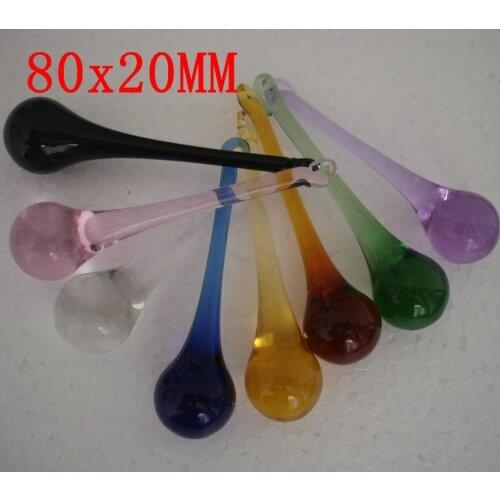 20pcs/lot, 20x80mm 10 colors mixed, crystal glass chandelier pendant for hanging chandelier prism drop free shipping