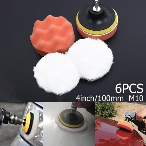 4inch Car Polishing Sponge Pads Buffing Disc Waxing Foam Pad With M10 Thread Drill Adapter For Car Polisher Buffer Machine